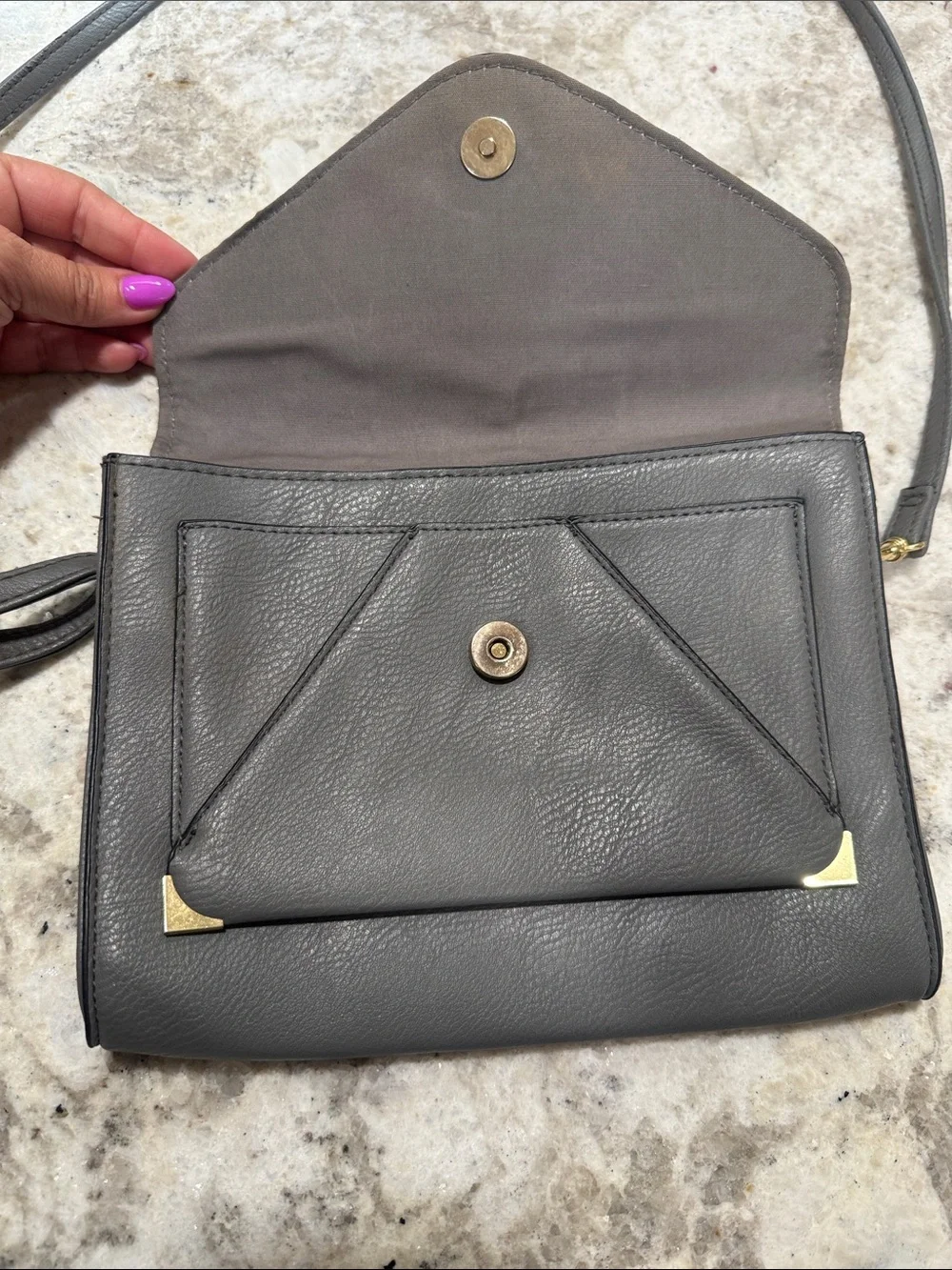 Apt. 9 Charcoal Grey Envelope-Style Crossbody with Gold Accents